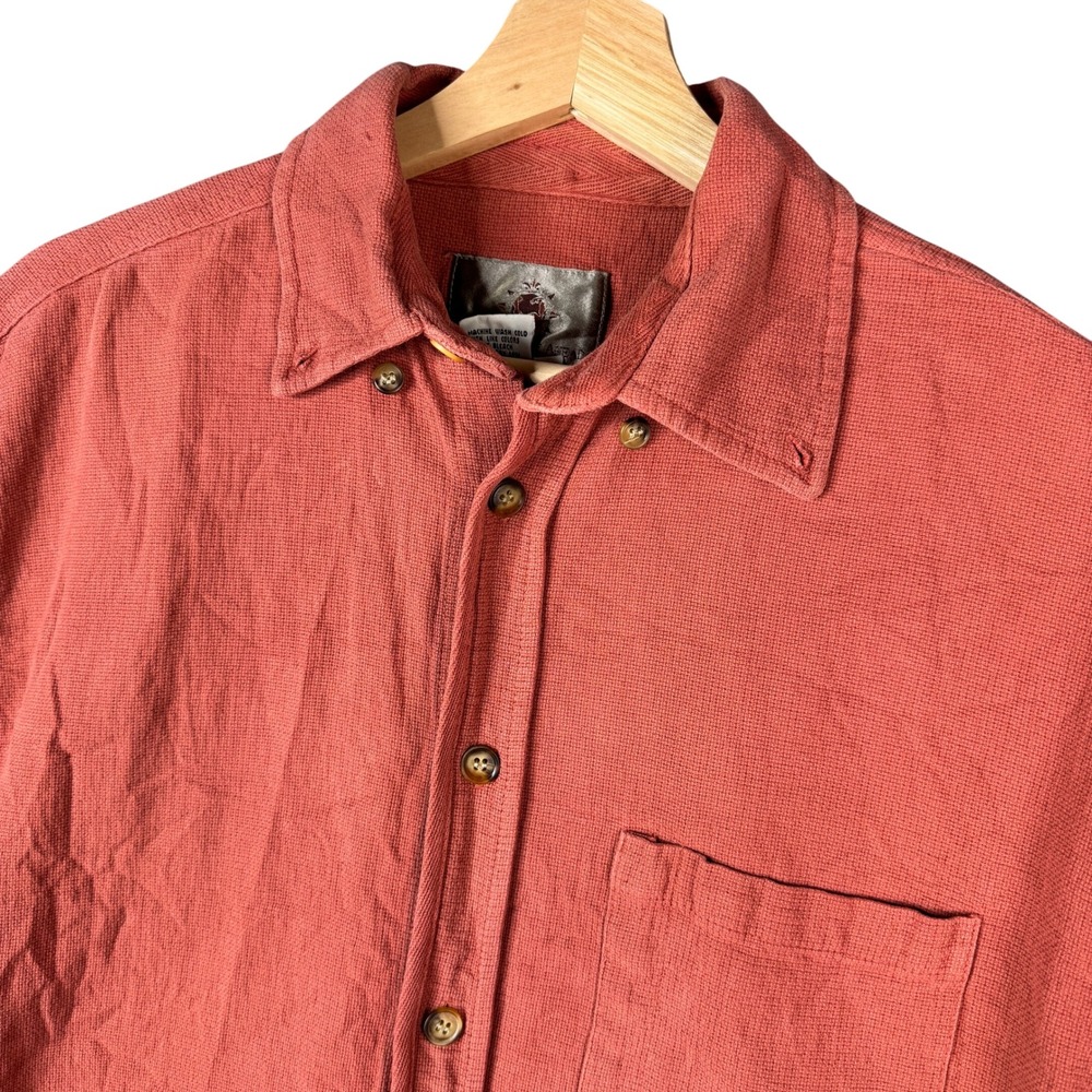 The Territory Ahead A-List Button Down Shirt Mens Large Orange Short Sleeve